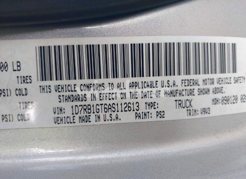 Photo 9 of 2010 Dodge Ram 1500 SLT/SPORT/TRX (VIN 1D7RB1GT6AS112613)