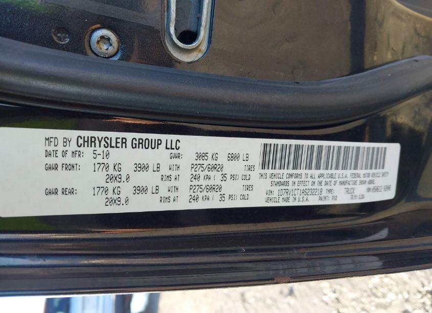 Photo 9 of 2010 Dodge Ram 1500 LARAMIE (VIN 1D7RV1CT1AS232218)