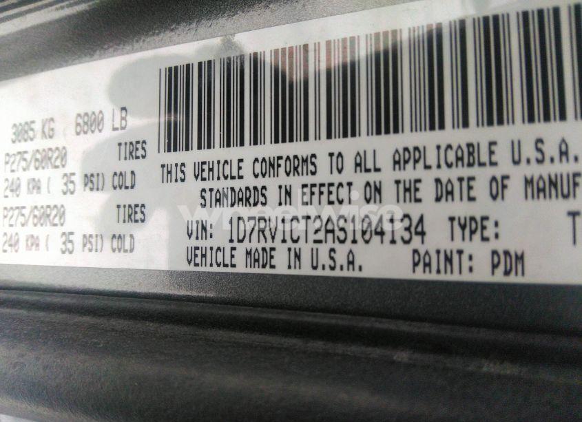 Photo 9 of 2010 Dodge Ram 1500 SLT/SPORT/TRX (VIN 1D7RV1CT2AS104134)