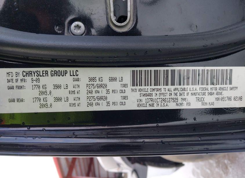 Photo 9 of 2010 Dodge Ram 1500 SLT/SPORT/TRX (VIN 1D7RV1CT2AS127929)