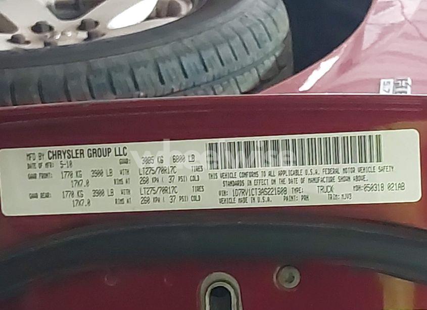 Photo 9 of 2010 Dodge Ram 1500 SLT/SPORT/TRX (VIN 1D7RV1CT3AS221608)