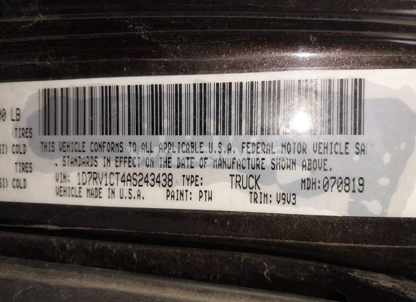 Photo 9 of 2010 Dodge Ram 1500 SLT/SPORT/TRX (VIN 1D7RV1CT4AS243438)