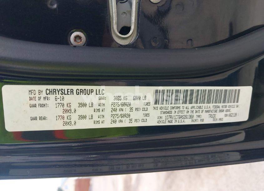 Photo 9 of 2010 Dodge Ram 1500 SLT/SPORT/TRX (VIN 1D7RV1CT6AS261360)