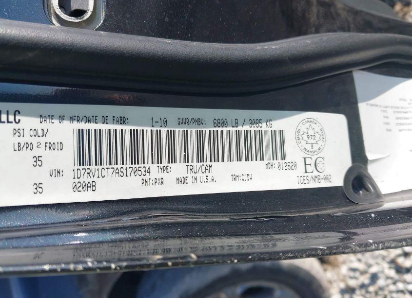 Photo 9 of 2010 Dodge Ram 1500 SLT/SPORT/TRX (VIN 1D7RV1CT7AS170534)