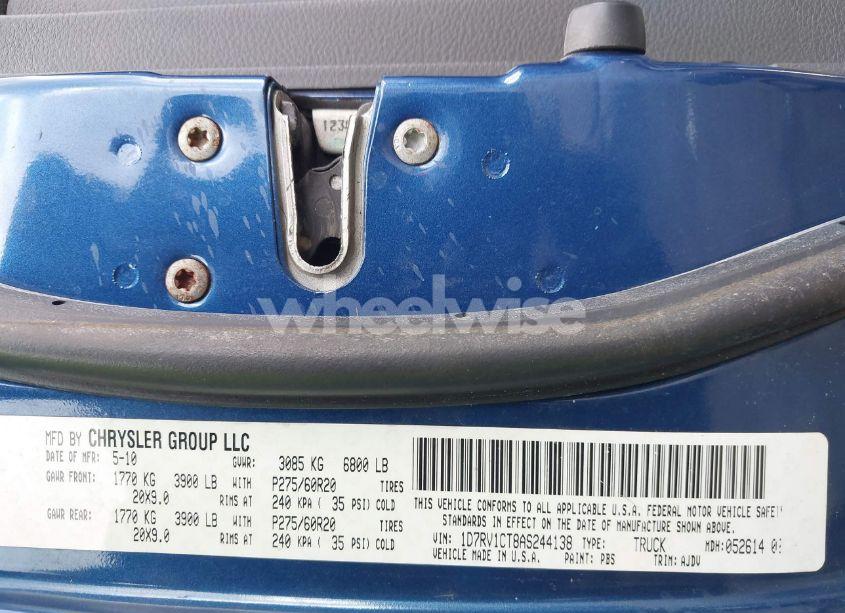 Photo 9 of 2010 Dodge Ram 1500 SLT/SPORT/TRX (VIN 1D7RV1CT8AS244138)