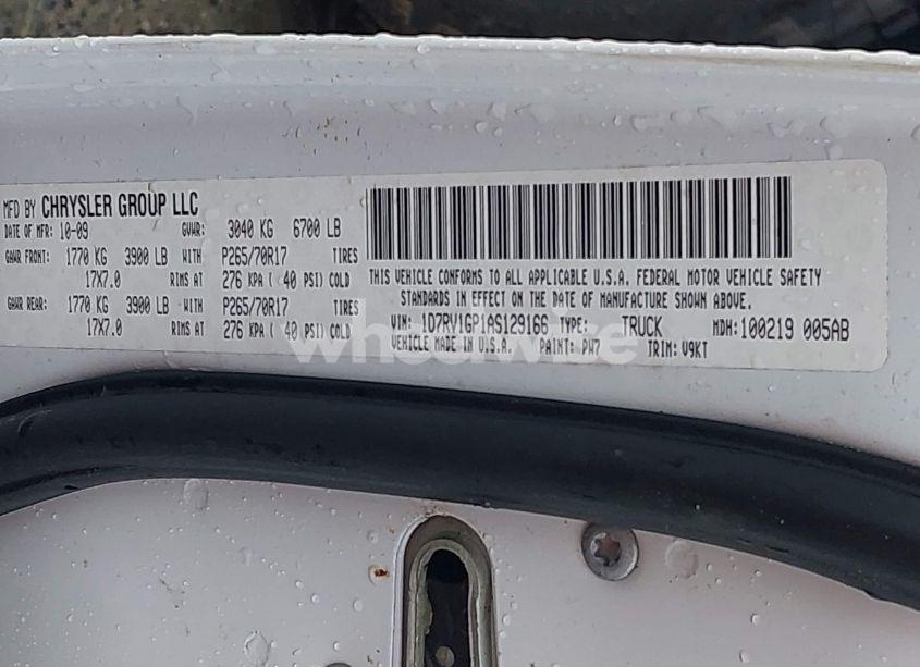 Photo 9 of 2010 Dodge Ram 1500 SLT/SPORT/TRX (VIN 1D7RV1GP1AS129166)