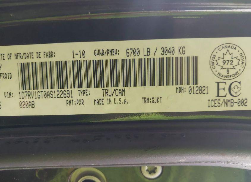 Photo 9 of 2010 Dodge Ram 1500 LARAMIE (VIN 1D7RV1GT0AS122691)