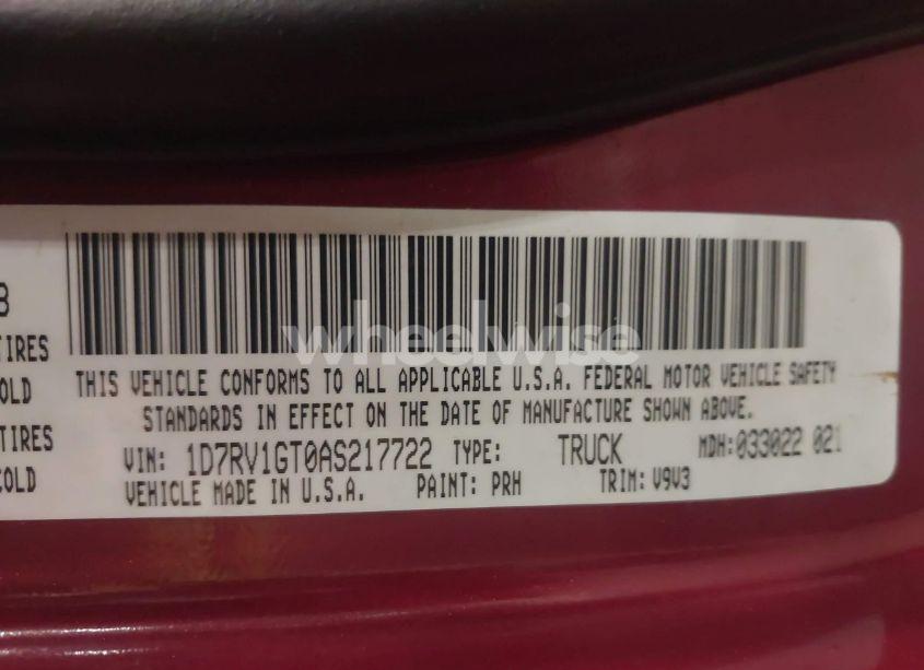 Photo 9 of 2010 Dodge Ram 1500 ST (VIN 1D7RV1GT0AS217722)