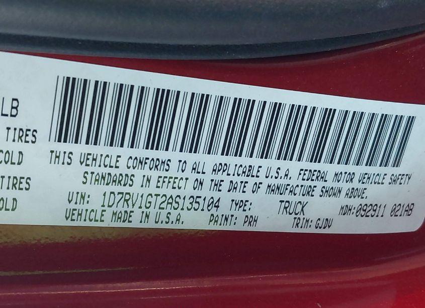 Photo 9 of 2010 Dodge Ram 1500 LARAMIE (VIN 1D7RV1GT2AS135104)