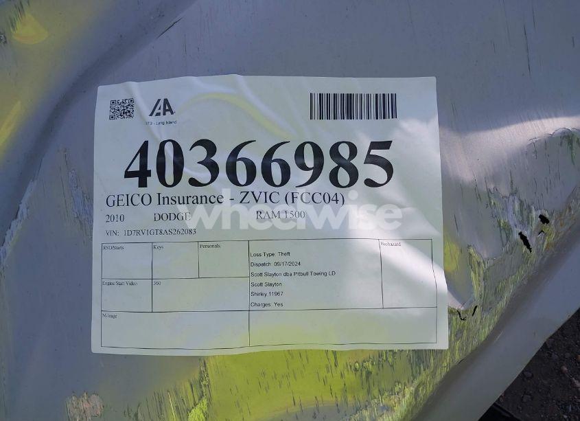 Photo 9 of 2010 Dodge Ram 1500 SLT/SPORT/TRX (VIN 1D7RV1GT8AS262083)