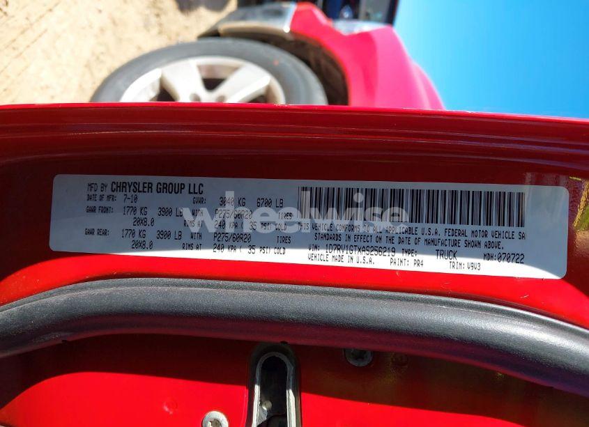 Photo 9 of 2010 Dodge Ram 1500 SLT/SPORT/TRX (VIN 1D7RV1GTXAS256219)