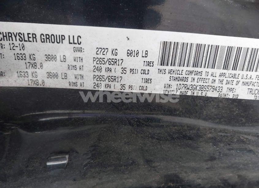 Photo 9 of 2011 Ram Dakota BIGHORN/LONESTAR (VIN 1D7RW3GK3BS579433)