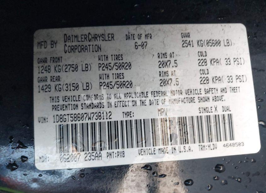 Photo 9 of 2007 Dodge Nitro SLT/RT (VIN 1D8GT58607W738112)