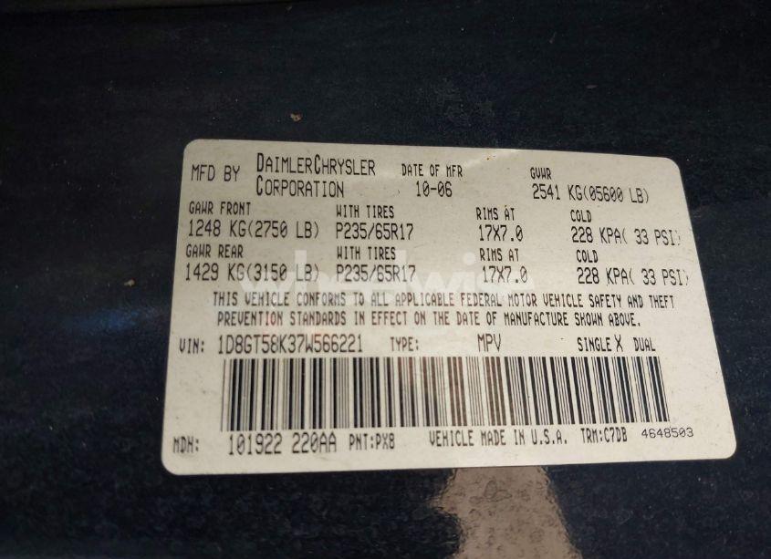 Photo 9 of 2007 Dodge Nitro SLT/RT (VIN 1D8GT58K37W566221)