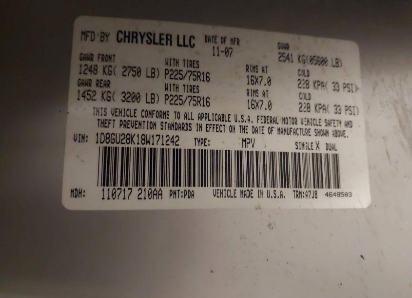 Photo 9 of 2008 Dodge Nitro SXT (VIN 1D8GU28K18W171242)