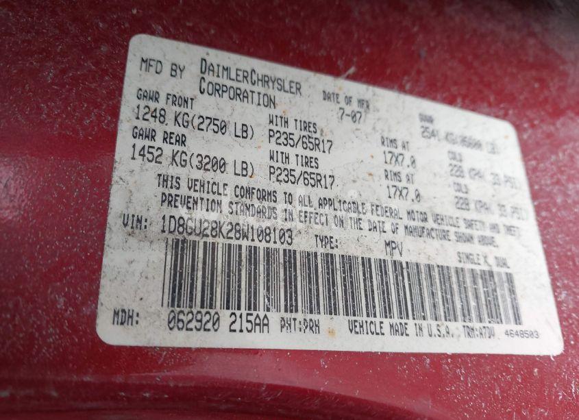 Photo 9 of 2008 Dodge Nitro SXT (VIN 1D8GU28K28W108103)