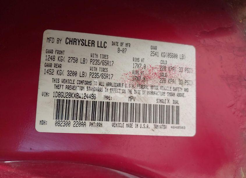 Photo 9 of 2008 Dodge Nitro SXT (VIN 1D8GU28KX8W124498)