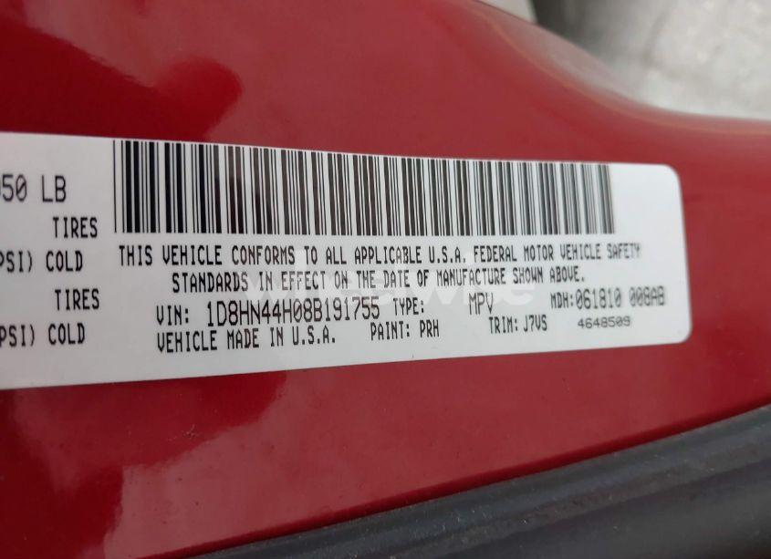 Photo 9 of 2008 Dodge Grand CARAVAN SE (VIN 1D8HN44H08B191755)