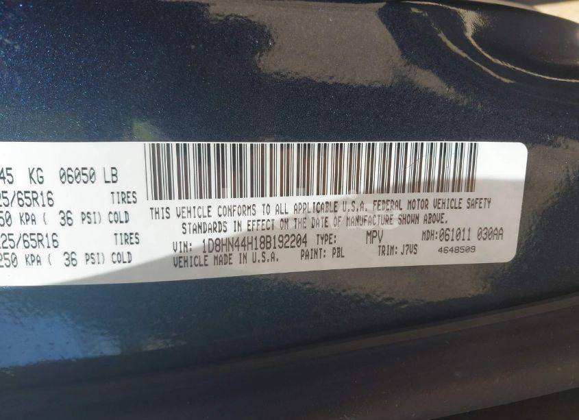 Photo 9 of 2008 Dodge Grand CARAVAN SE (VIN 1D8HN44H18B192204)