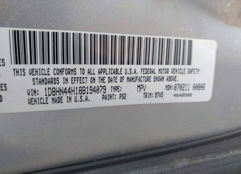 Photo 9 of 2008 Dodge Grand CARAVAN SE (VIN 1D8HN44H18B194079)