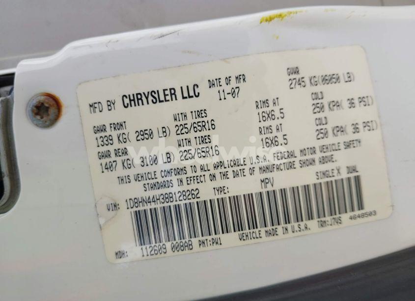 Photo 9 of 2008 Dodge Grand CARAVAN SE (VIN 1D8HN44H38B128262)