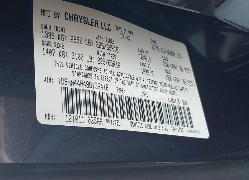 Photo 9 of 2008 Dodge Grand CARAVAN SE (VIN 1D8HN44H48B136418)