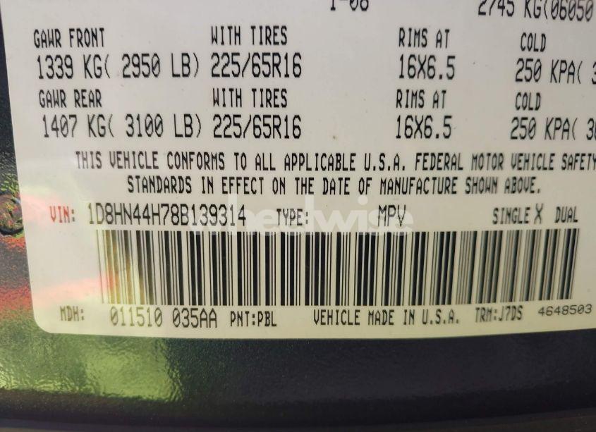 Photo 9 of 2008 Dodge Grand CARAVAN SE (VIN 1D8HN44H78B139314)