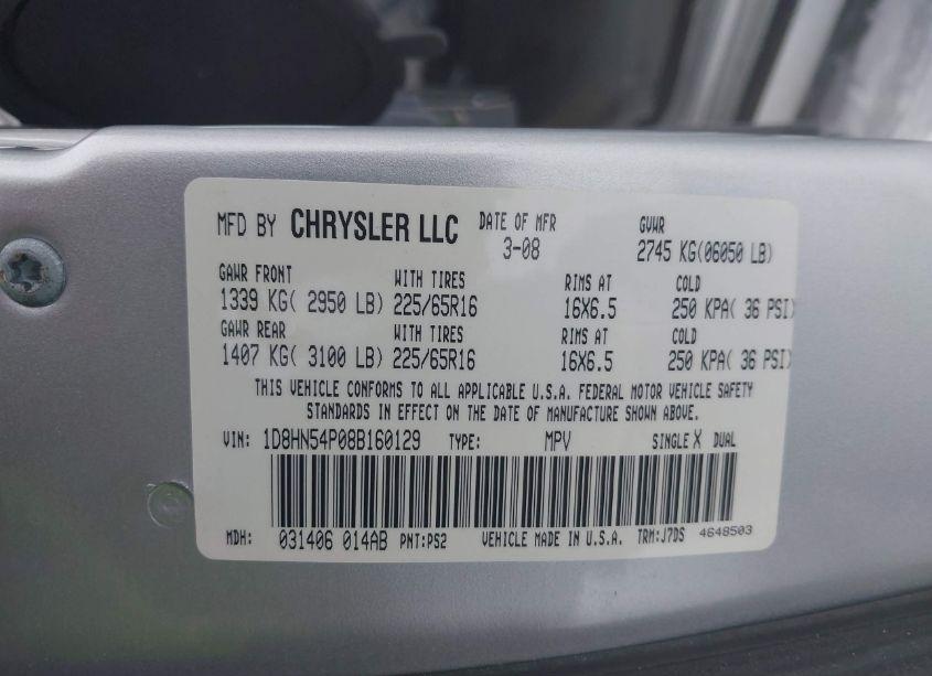 Photo 9 of 2008 Dodge Grand CARAVAN SXT (VIN 1D8HN54P08B160129)