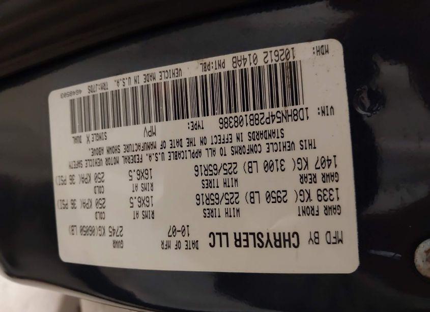 Photo 9 of 2008 Dodge Grand CARAVAN SXT (VIN 1D8HN54P28B108386)