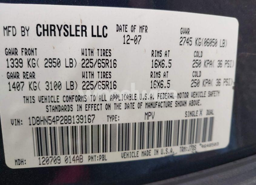 Photo 9 of 2008 Dodge Grand CARAVAN SXT (VIN 1D8HN54P28B139167)