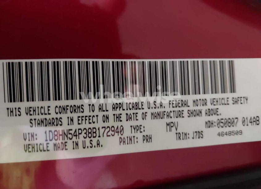 Photo 9 of 2008 Dodge Grand CARAVAN SXT (VIN 1D8HN54P38B172940)