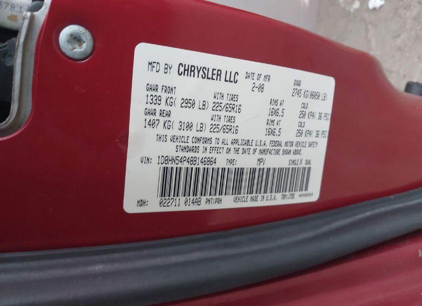 Photo 9 of 2008 Dodge Grand CARAVAN SXT (VIN 1D8HN54P48B146864)