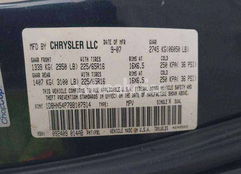 Photo 9 of 2008 Dodge Grand CARAVAN SXT (VIN 1D8HN54P78B107914)