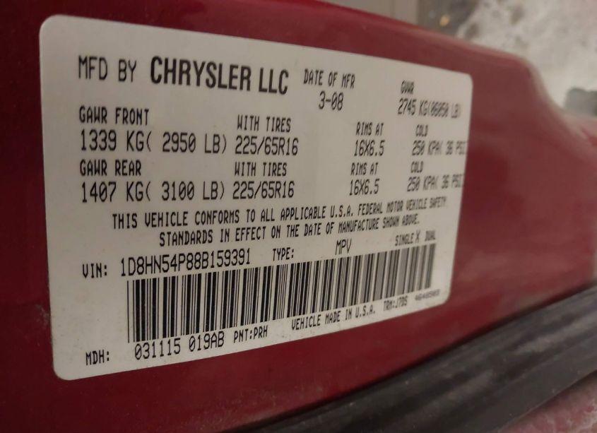 Photo 9 of 2008 Dodge Grand CARAVAN SXT (VIN 1D8HN54P88B159391)