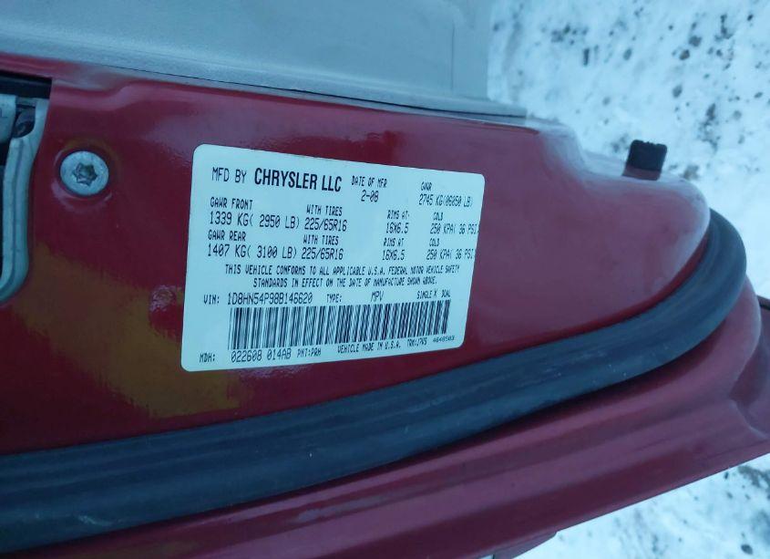 Photo 9 of 2008 Dodge Grand CARAVAN SXT (VIN 1D8HN54P98B146620)