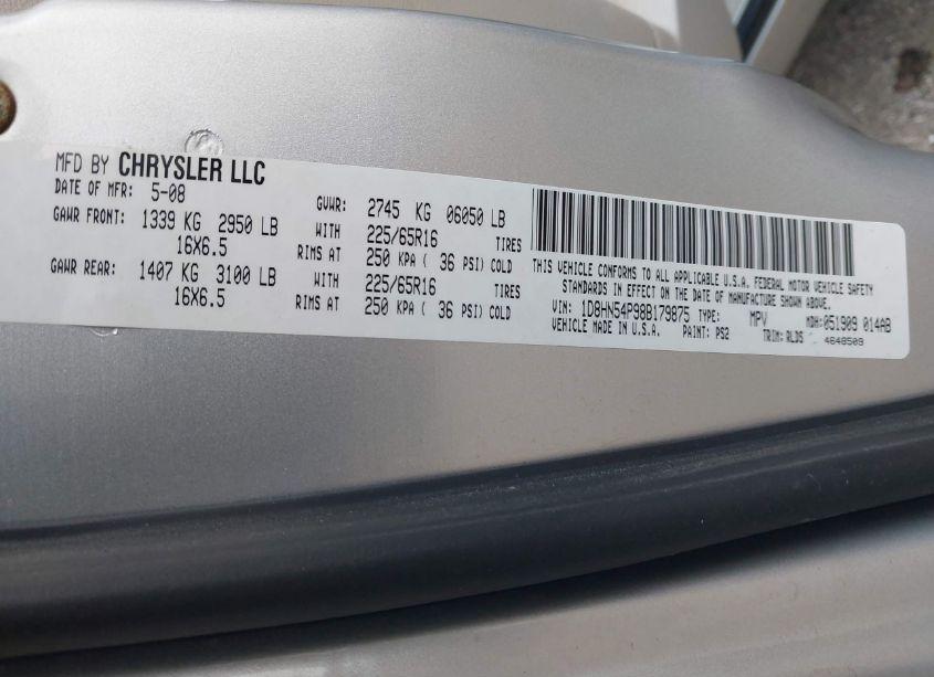 Photo 9 of 2008 Dodge Grand CARAVAN SXT (VIN 1D8HN54P98B179875)