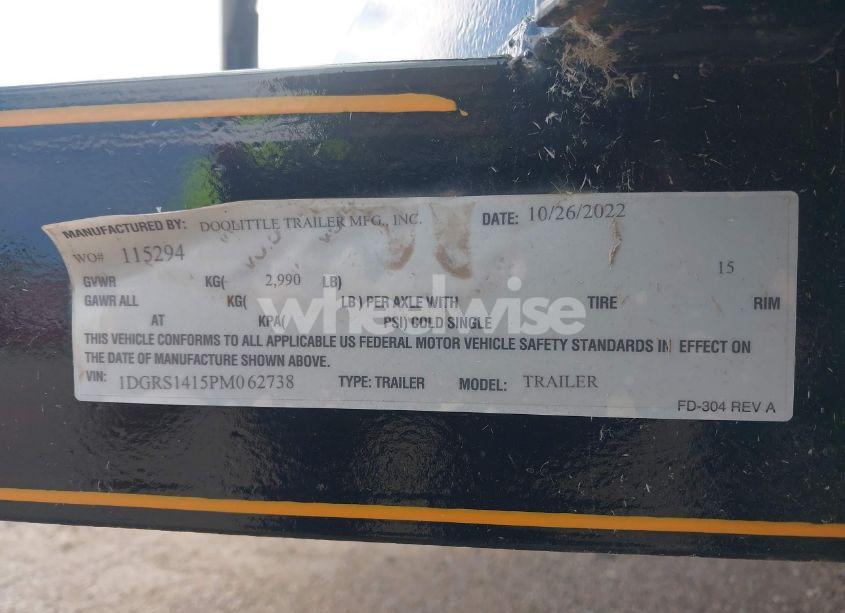 Photo 9 of 2023 Doolittle Trailer MFG INC DOOLITTLE TRAILER MFG INC (VIN 1DGRS1415PM062738)