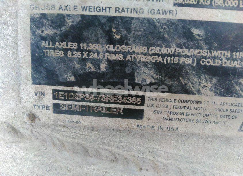 Photo 9 of 2005 East Manufacturing SEMI (VIN 1E1D2P3875RE34385)