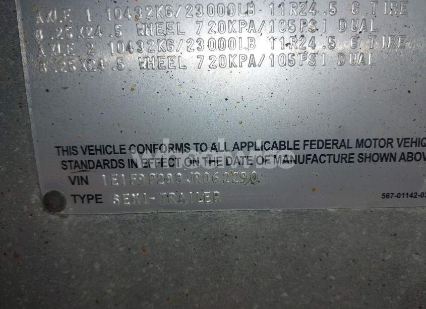 Photo 8 of 2018 East Manufacturing DUMP TRAILER (VIN 1E1F9P288JR062290)