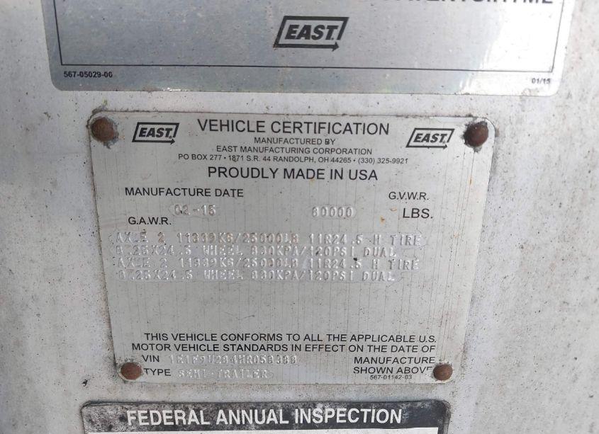 Photo 9 of 2017 East Manufacturing UNKNOWN (VIN 1E1F9U284HR058388)