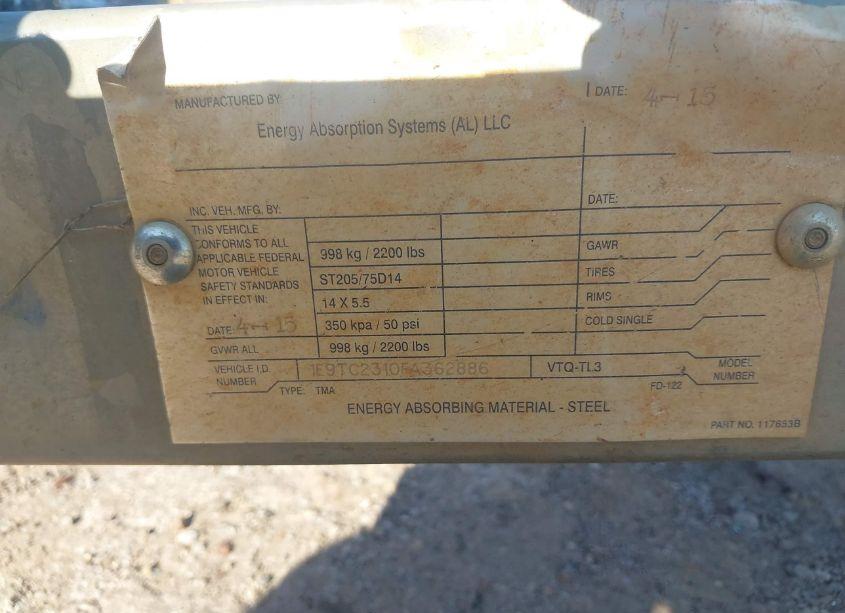 Photo 7 of 2015 Energy Absorptions S TRAILER - CUSTOM (VIN 1E9TC2310FA362886)