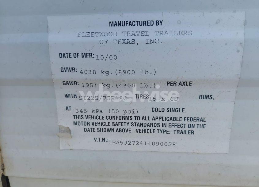 Photo 9 of 2001 Fleetwood Terry (VIN 1EA5J272414090028)