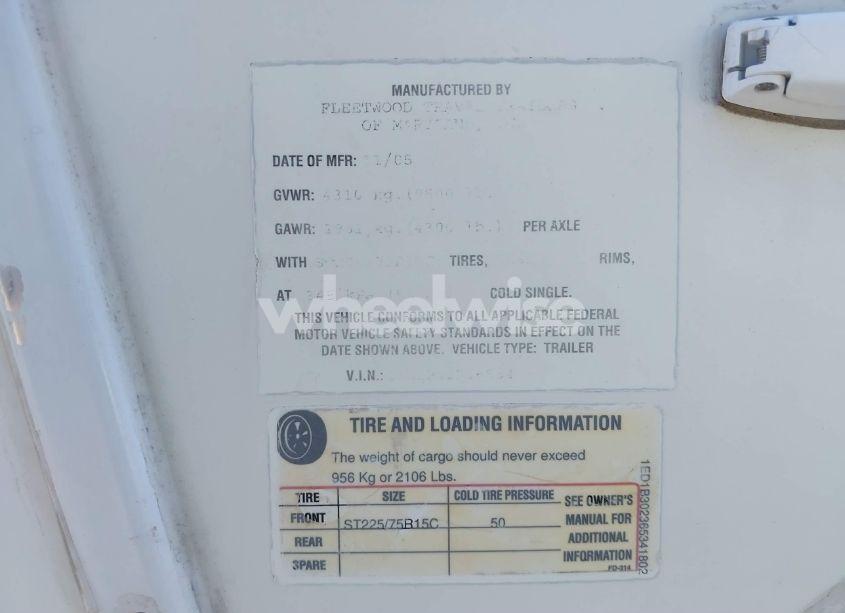 Photo 9 of 2006 Fleetwood Wilderness TRAVEL TRAILER (VIN 1ED1B302365341802)