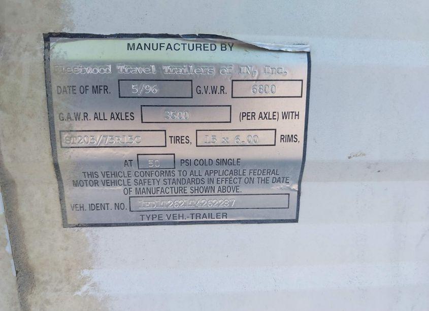 Photo 9 of 1996 Fleetwood Terry (VIN 1ED1T2621T4262287)