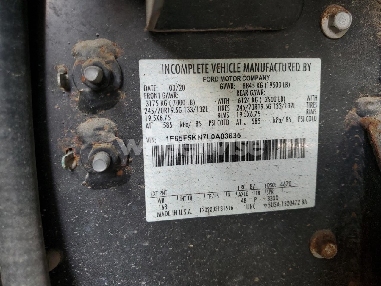 Photo 13 of 2020 FORD F59 (VIN 1F65F5KN7L0A03835)