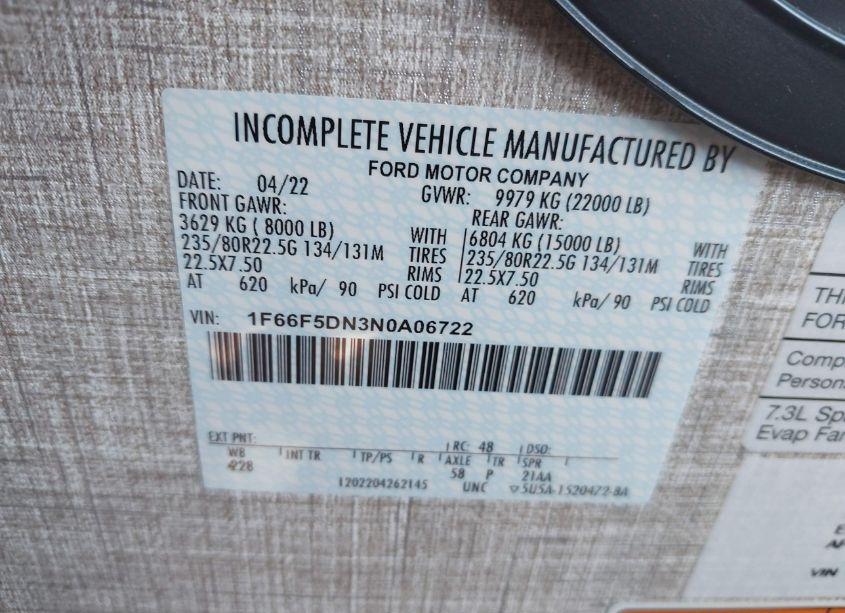 Photo 9 of 2022 Ford F53 PRECEPT MOTOR HOME (VIN 1F66F5DN3N0A06722)