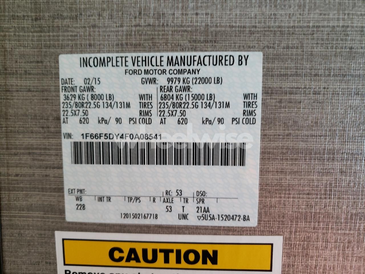 Photo 10 of 2016 FORD F53 (VIN 1F66F5DY4F0A08541)