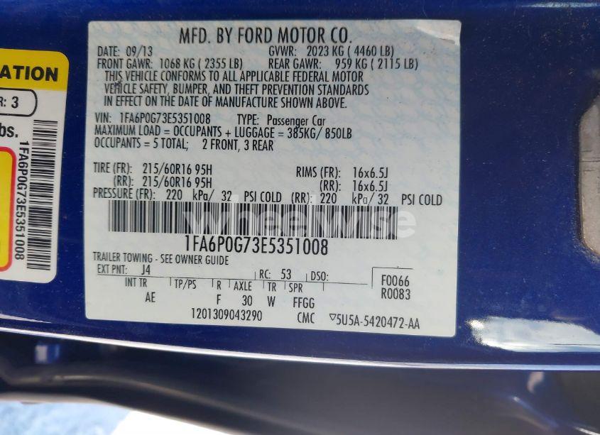 Photo 9 of 2014 Ford Fusion S (VIN 1FA6P0G73E5351008)