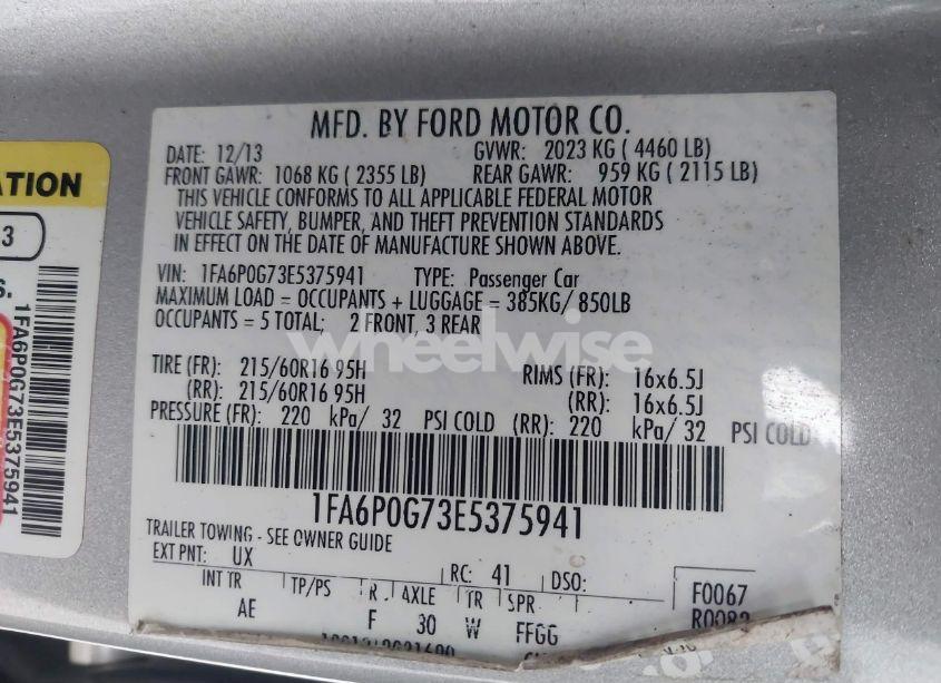 Photo 9 of 2014 Ford Fusion S (VIN 1FA6P0G73E5375941)