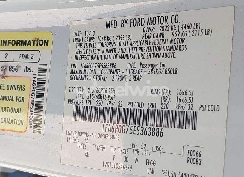 Photo 9 of 2014 Ford Fusion S (VIN 1FA6P0G75E5363886)